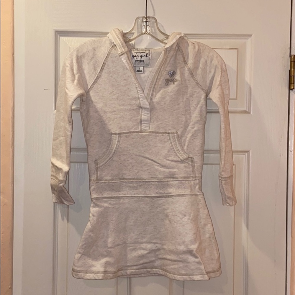 cream hoodie dress•gap